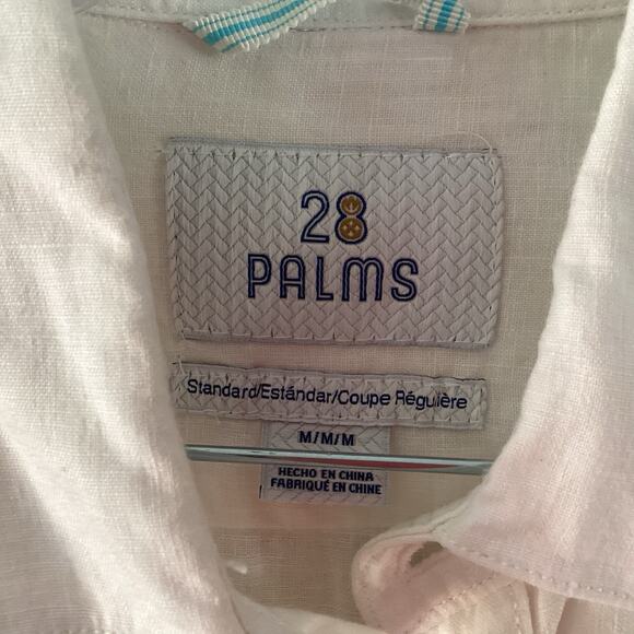 28 Palms White Linen Button-Down Shirt Men’s M Long Sleeve Resort Casual - Picture 4 of 7